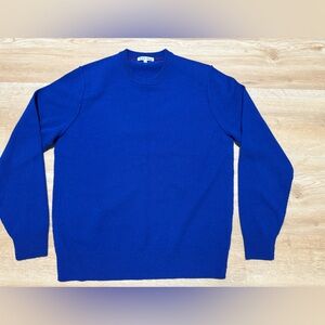 ALEX MILL MEN’S REVERSE SEAM MERINO SWEATER IN BLUE